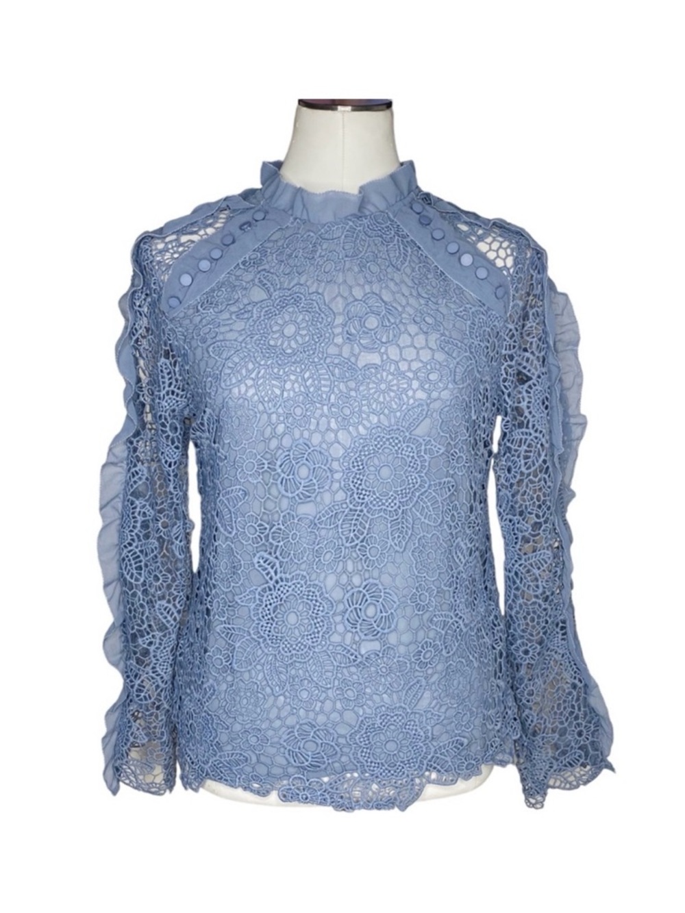 INA Lace Crochet Ruffle Blouse - Picture 3 of 9